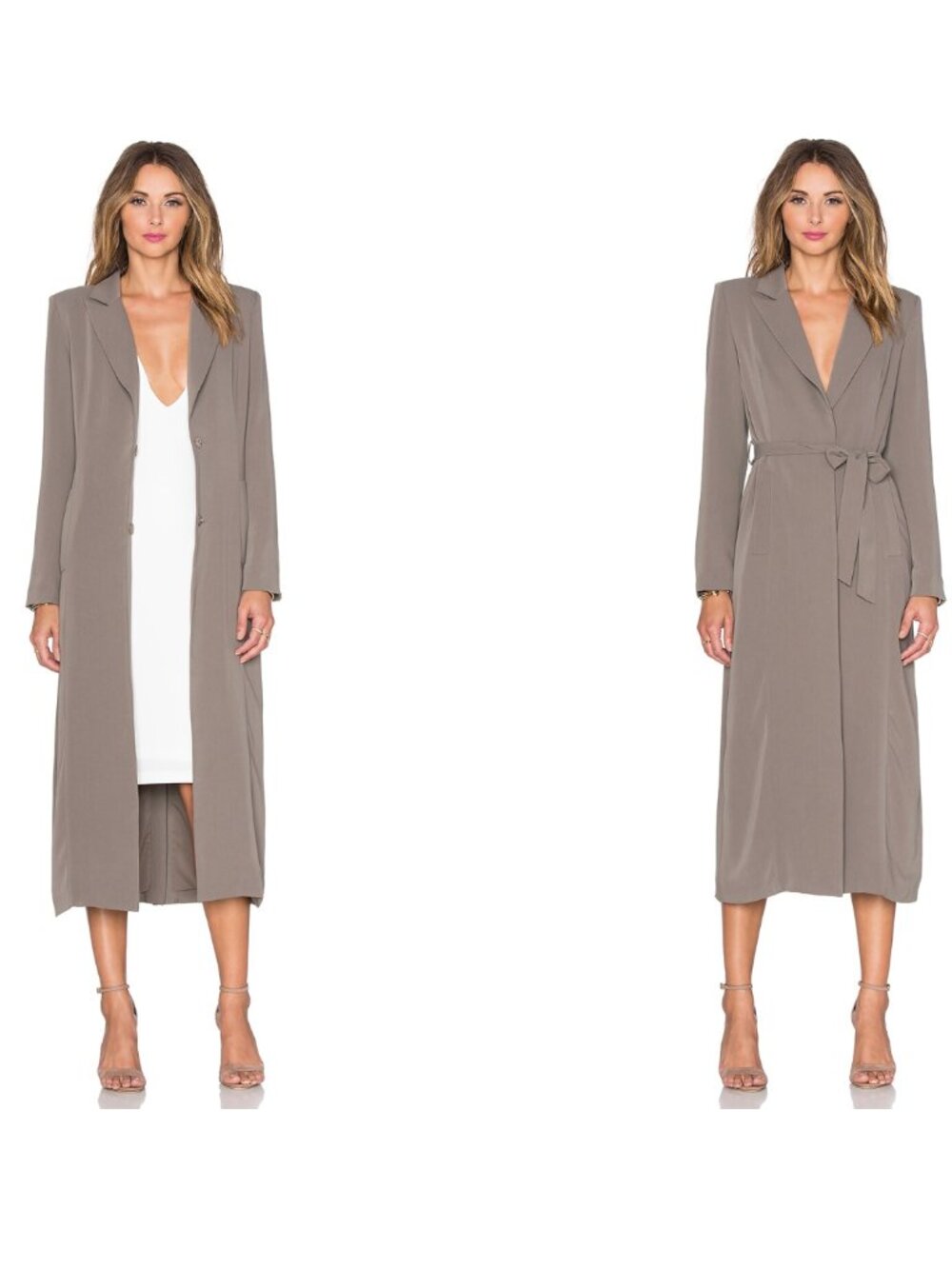 NWT Olcay Gulsen Maxi Long Trench Coat Jacket Belted Taupe Minimalist Preppy XS